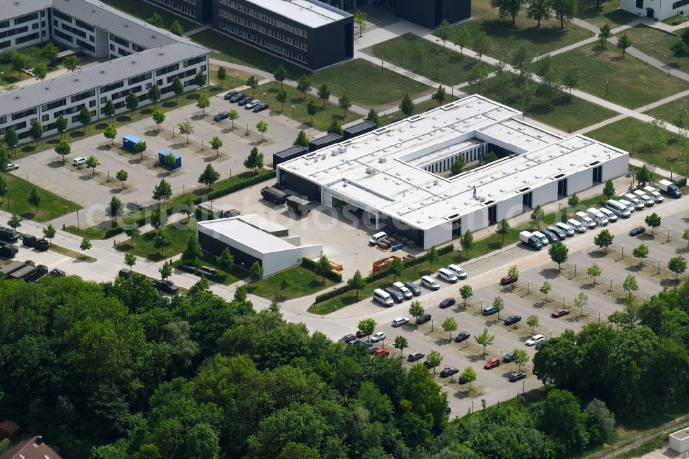 Ingolstadt from the bird's eye view: Building complex of the German army - Bundeswehr military barracks Kaserne Ingolstadt on Manchinger Strasse in Ingolstadt in the state Bavaria, Germany