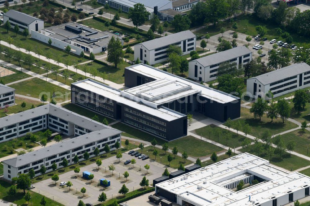 Ingolstadt from above - Building complex of the German army - Bundeswehr military barracks Kaserne Ingolstadt on Manchinger Strasse in Ingolstadt in the state Bavaria, Germany