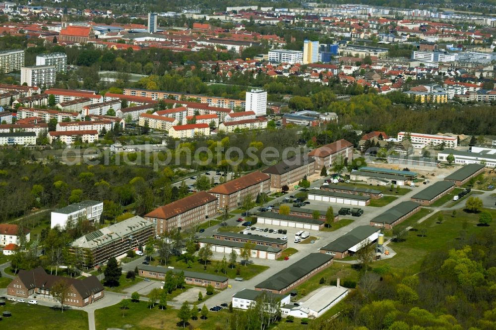 Aerial image Neubrandenburg - Building complex of the German army - Bundeswehr military barracks of Verbanof of Reservisten of Deutschen Bunofwehr e. V. in Neubrandenburg in the state Mecklenburg - Western Pomerania, Germany