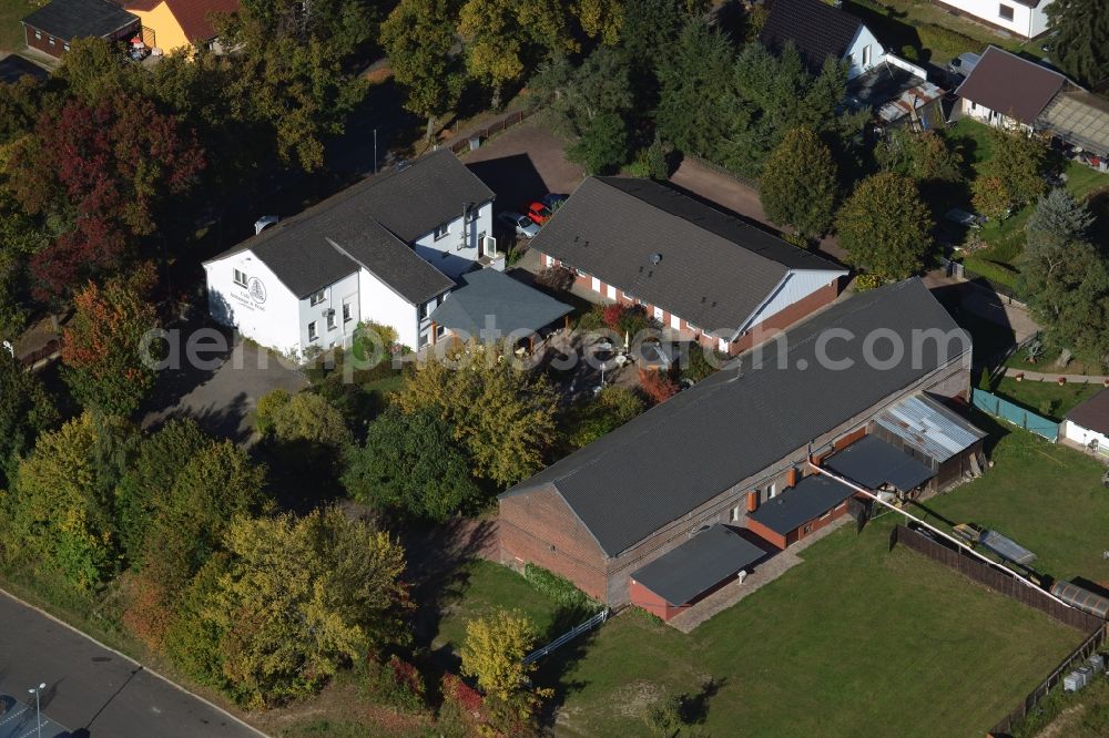 Werneuchen from above - Complex of the hotel, restaurant and event barn Annenhof in Werneuchen in the state of Brandenburg. The complex is located on Freienwalder Street