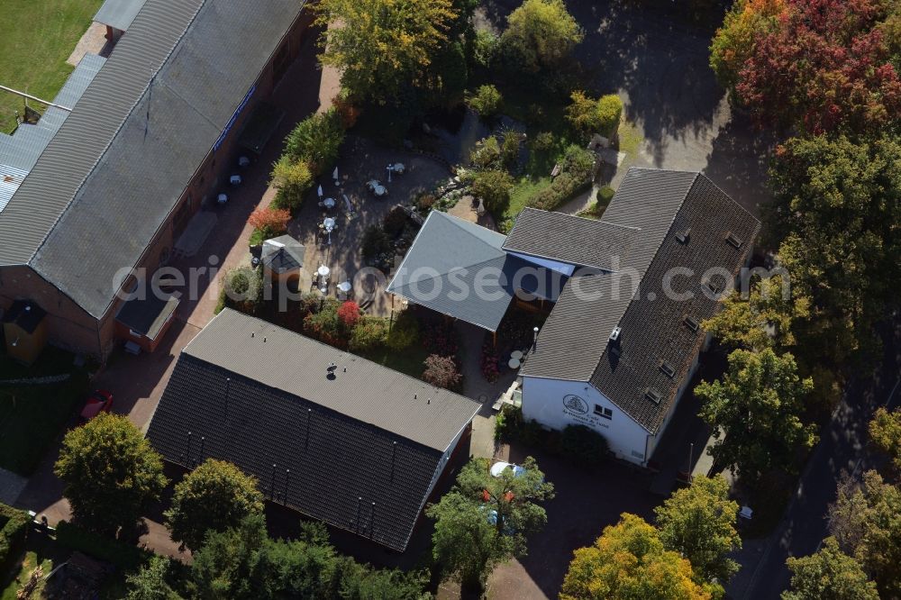 Aerial image Werneuchen - Complex of the hotel, restaurant and event barn Annenhof in Werneuchen in the state of Brandenburg. The complex is located on Freienwalder Street