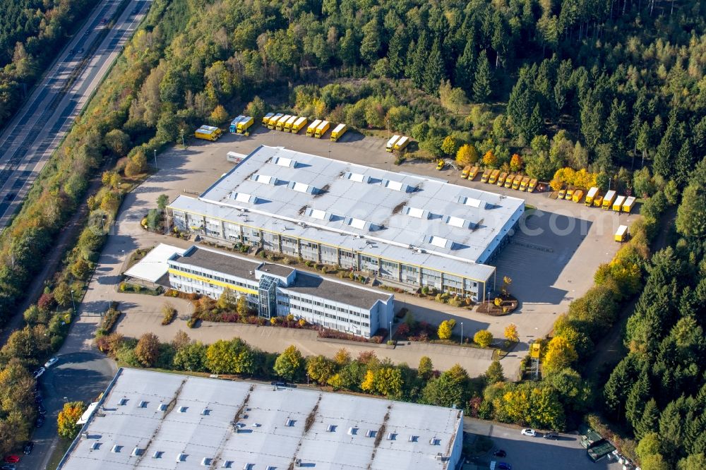 Freudenberg from the bird's eye view: Building of the Deutsche Post in Freudenberg in the state North Rhine-Westphalia