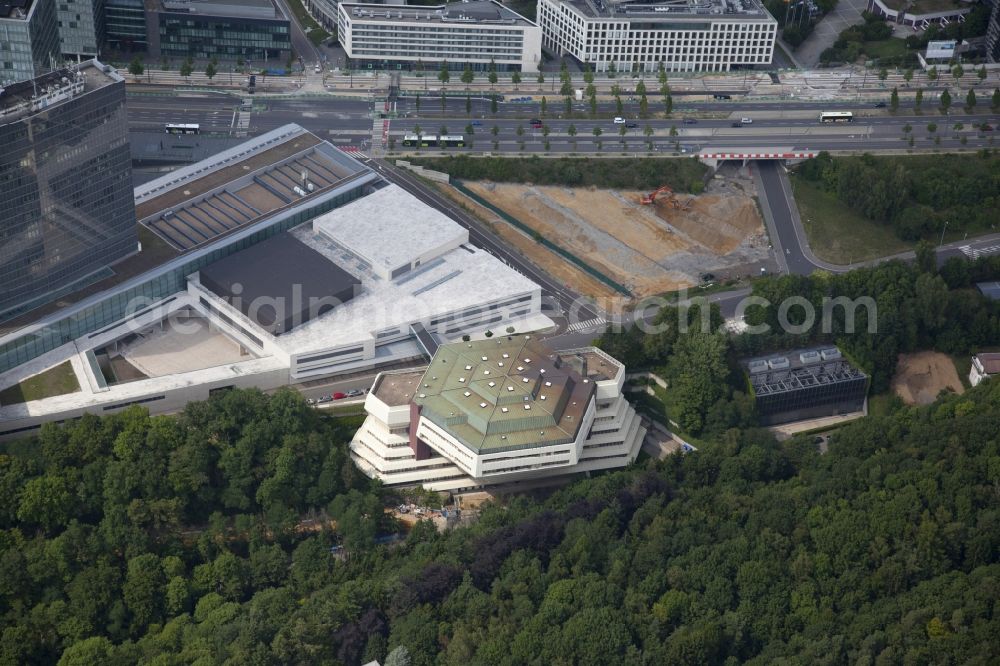 Aerial image Luxembourg Luxemburg - Building complex of the EFTA Court in Luxembourg District de Luxembourg, Luxembourg. The EFTA Court is a supranational court for the EFTA States