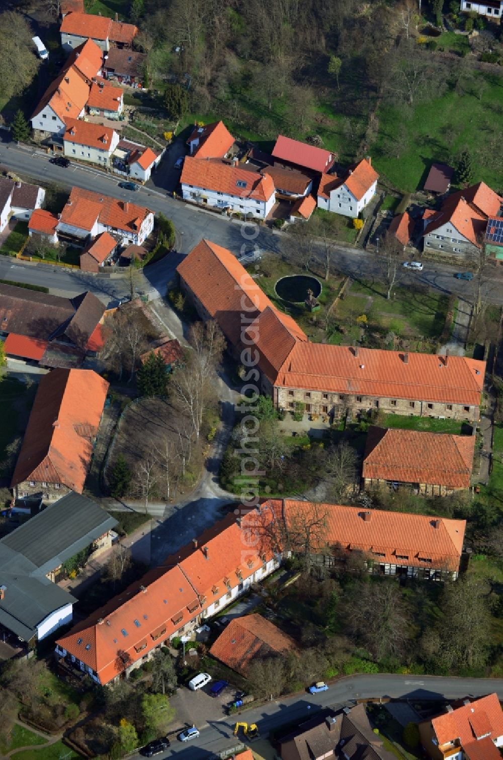 Bovenden OT Eddigehausen from the bird's eye view: View of the building complex of the former domesne Eddigehausen in Bovenden in the state of Lower Saxony