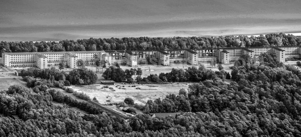 Prora from above - Building complex of the former military barracks Koloss von Prora in Prora in the state Mecklenburg - Western Pomerania