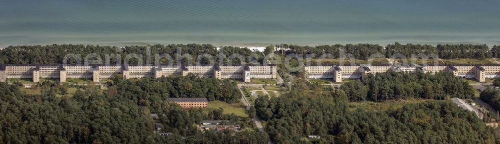 Aerial photograph Prora - Building complex of the former military barracks Koloss von Prora in Prora in the state Mecklenburg - Western Pomerania