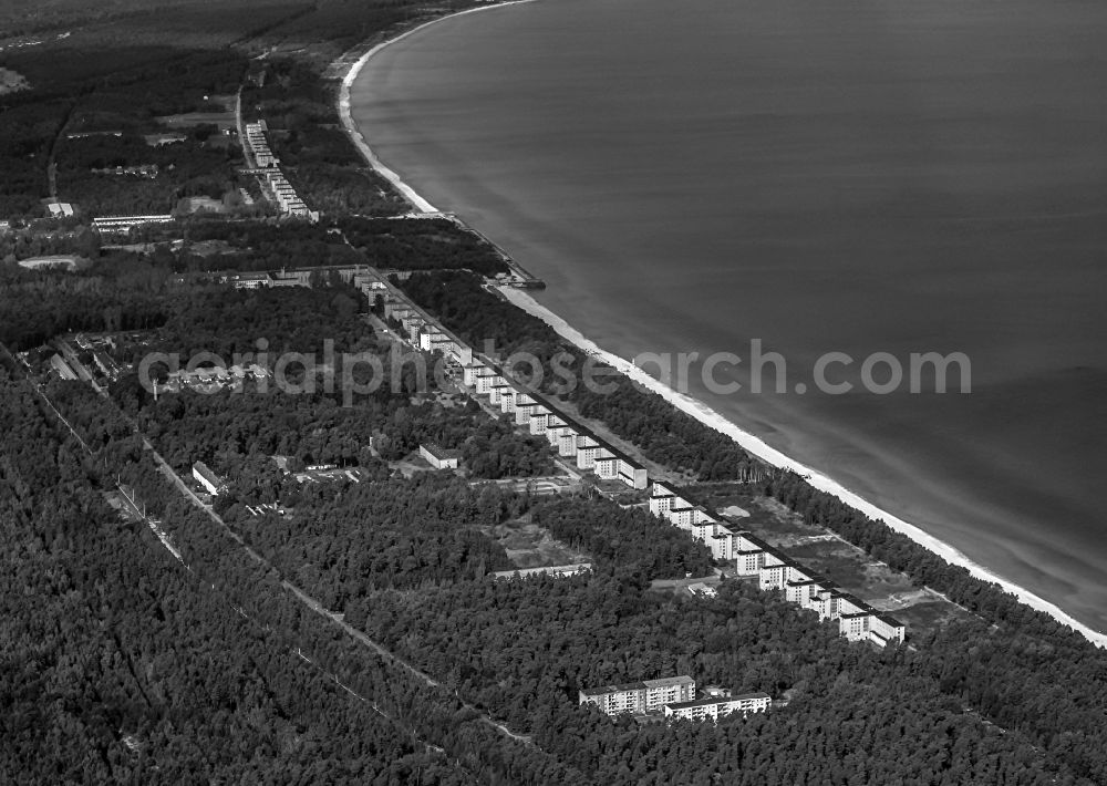 Prora from the bird's eye view: Building complex of the former military barracks Koloss von Prora in Prora in the state Mecklenburg - Western Pomerania