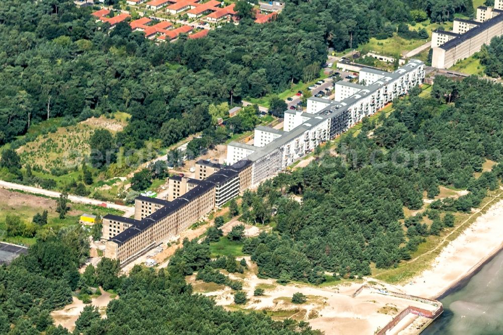 Prora from the bird's eye view: Building complex of the former military barracks Koloss von Prora in Prora in the state Mecklenburg - Western Pomerania