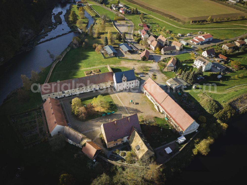 Klosterbuch from above - Building complex of the former monastery of Foerderverein Kloster Buch e.V. on street Klosterbuch in Klosterbuch in the state Saxony, Germany