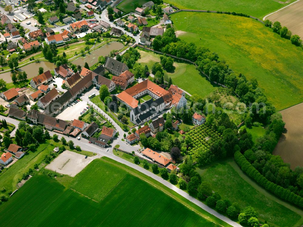 Aerial photograph Andelfingen - Building complex of the former monastery and today Hotel Tagungshaus Kloster Heiligkreuztal on street Am Muenster in Andelfingen in the state Baden-Wuerttemberg, Germany