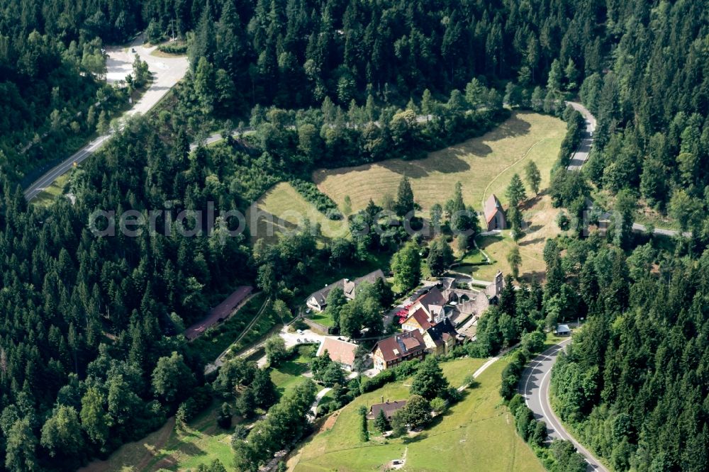 Aerial image Oppenau - Building complex of the former monastery and today Mauerreste in Oppenau in the state Baden-Wuerttemberg, Germany