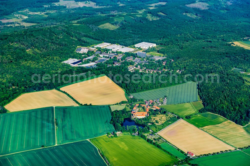 Hildesheim from above - Building complex of the former monastery Marienrode on street Auf dem Gutshof in Hildesheim in the state Lower Saxony, Germany