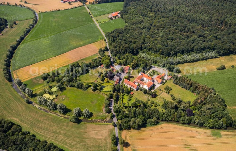 Warendorf from above - Building complex of the former Vinnenberg Monastery and today's country inn Zum kuehlen Grunde in Warendorf in the federal state of North Rhine-Westphalia, Germany