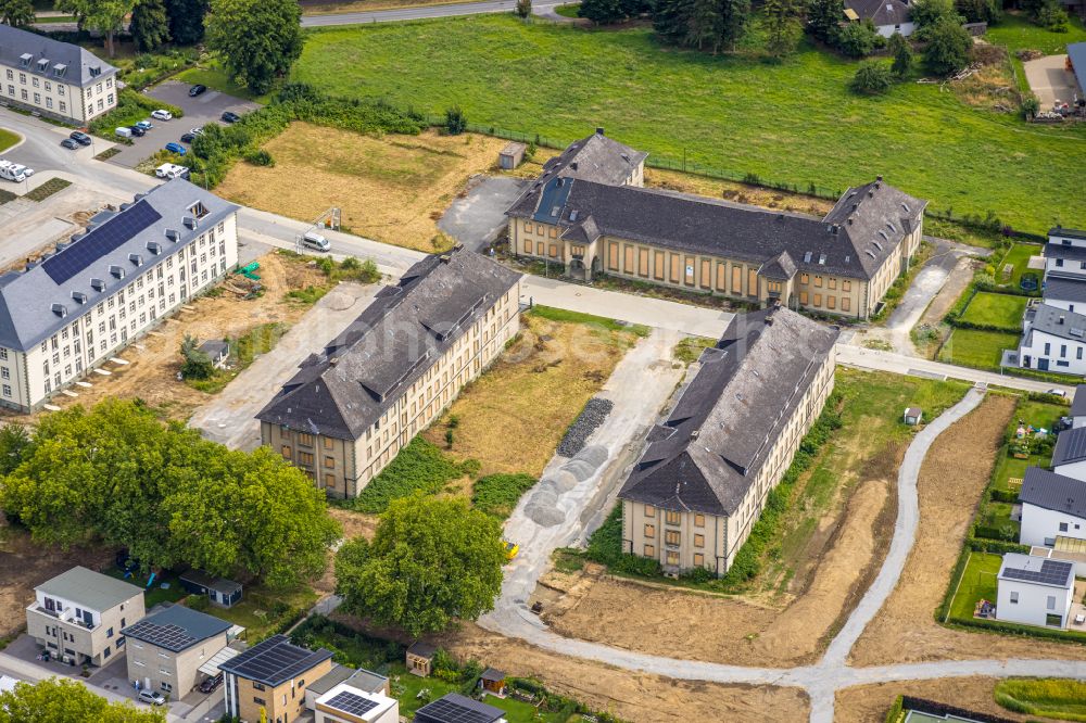 Soest from the bird's eye view: Building complex of the former military barracks Adon- Kaserne on Meisinger Weg in Soest in the state North Rhine-Westphalia, Germany