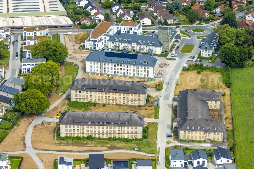 Aerial photograph Soest - Building complex of the former military barracks Adon- Kaserne on Meisinger Weg in Soest in the state North Rhine-Westphalia, Germany