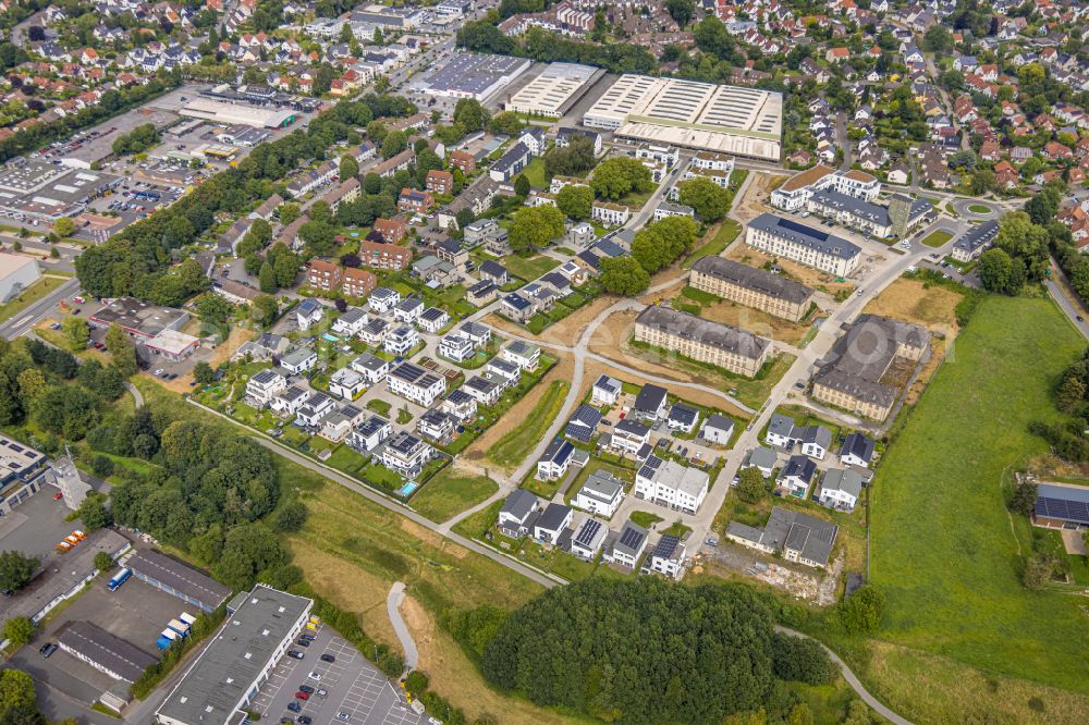 Aerial photograph Soest - Building complex of the former military barracks Adon- Kaserne on Meisinger Weg in Soest in the state North Rhine-Westphalia, Germany