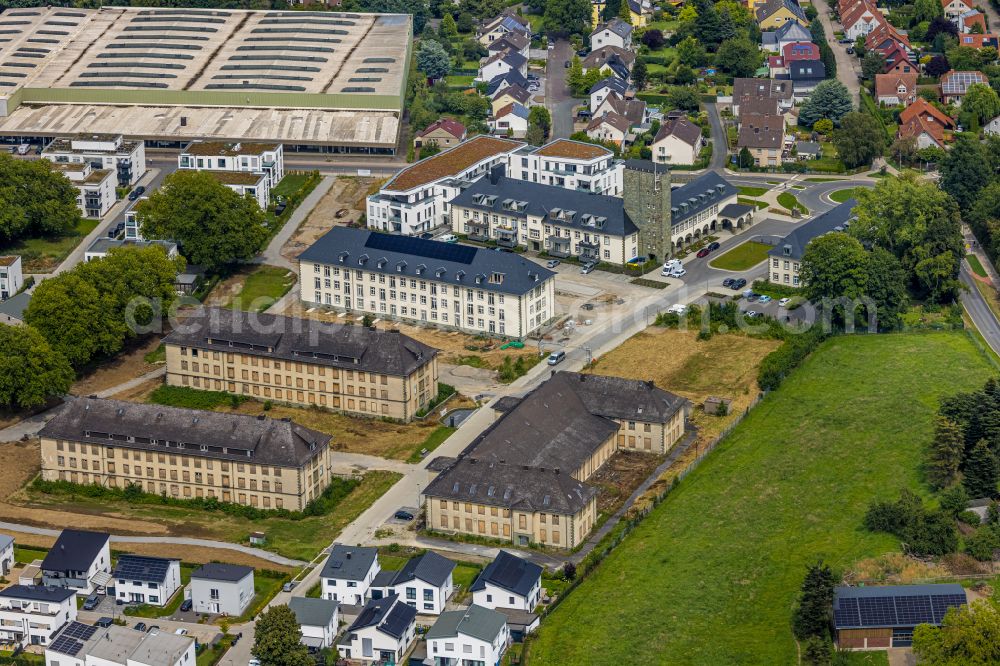 Soest from above - Building complex of the former military barracks Adon- Kaserne on Meisinger Weg in Soest in the state North Rhine-Westphalia, Germany