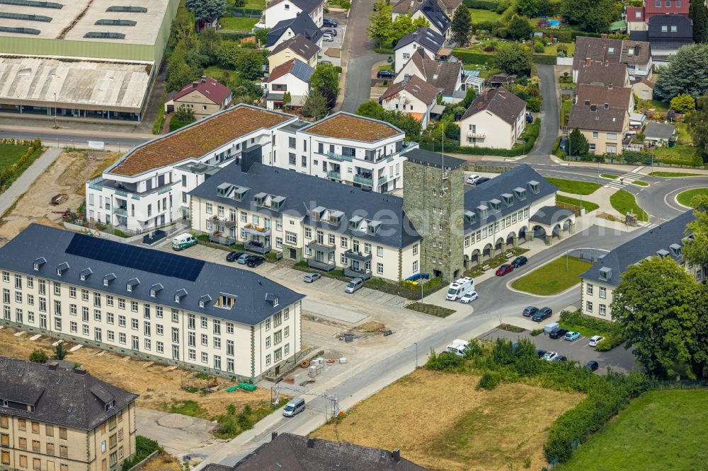 Soest from the bird's eye view: Building complex of the former military barracks Adon- Kaserne on Meisinger Weg in Soest in the state North Rhine-Westphalia, Germany