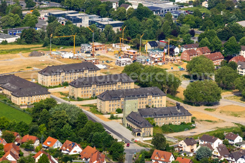 Soest from the bird's eye view: Building complex of the former military barracks Adon- Kaserne on Meisinger Weg in Soest in the state North Rhine-Westphalia, Germany