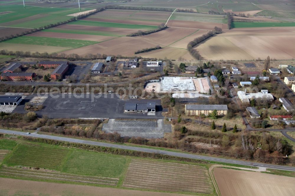 Nierstein from above - Building complex of the former military barracks US Army Anderson Barracks Dexheim in Nierstein in the state Rhineland-Palatinate