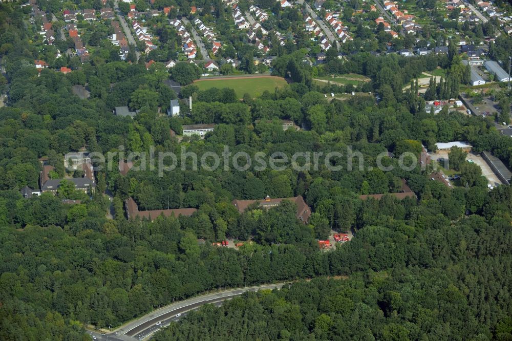 Aerial photograph Berlin, Heiligensee - Building complex of the former military barracks in Berlin, Heiligensee