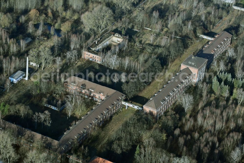 Aerial image Bernau - Building complex of the former military barracks in Bernau bei Berlin in the state Brandenburg