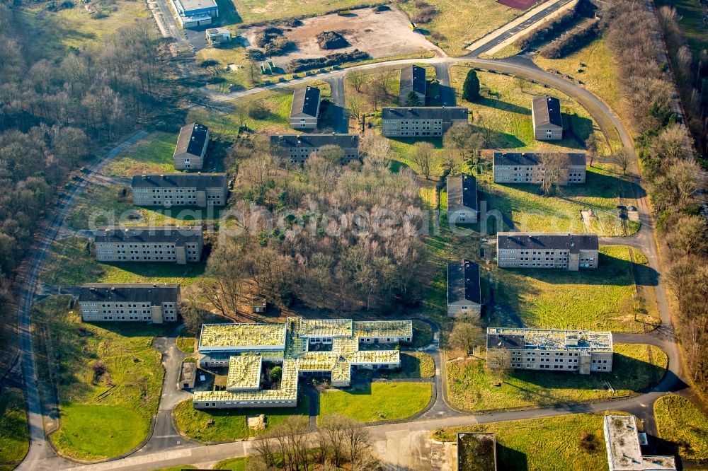 Emmerich am Rhein from the bird's eye view: Building complex of the former military barracks in Emmerich am Rhein in the state North Rhine-Westphalia