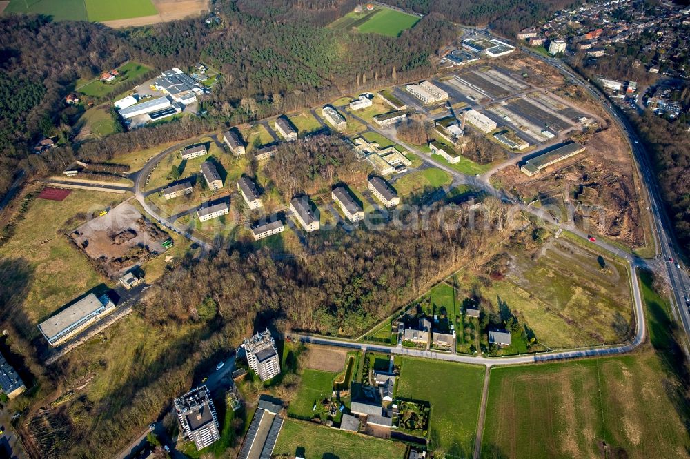 Aerial image Emmerich am Rhein - Building complex of the former military barracks in Emmerich am Rhein in the state North Rhine-Westphalia