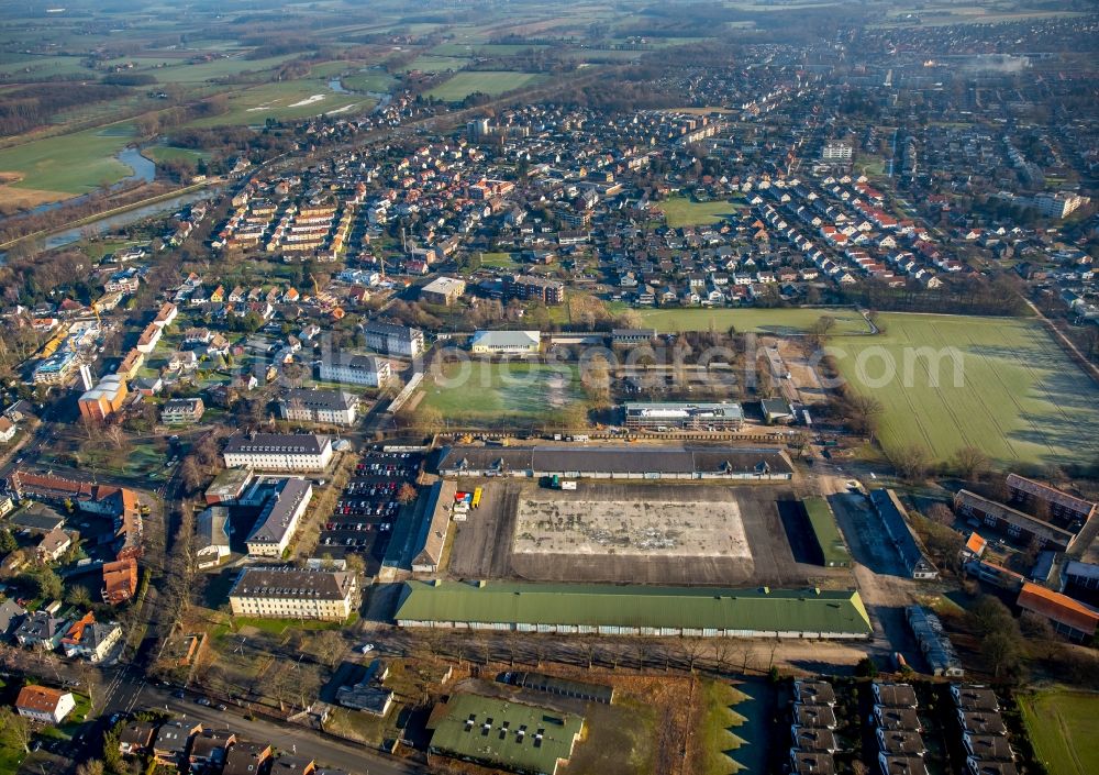 Hamm from the bird's eye view: Building complex of the former military barracks in Hamm in the state North Rhine-Westphalia