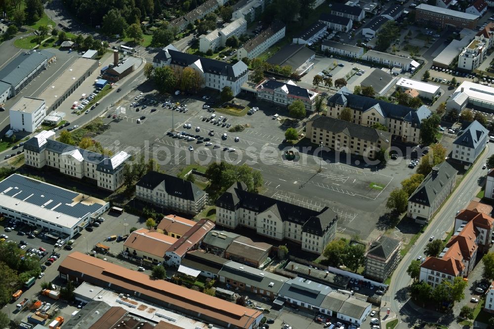 Aerial image Hanau - Building complex of the former military barracks Hutierkaserne in Hanau in the state Hesse