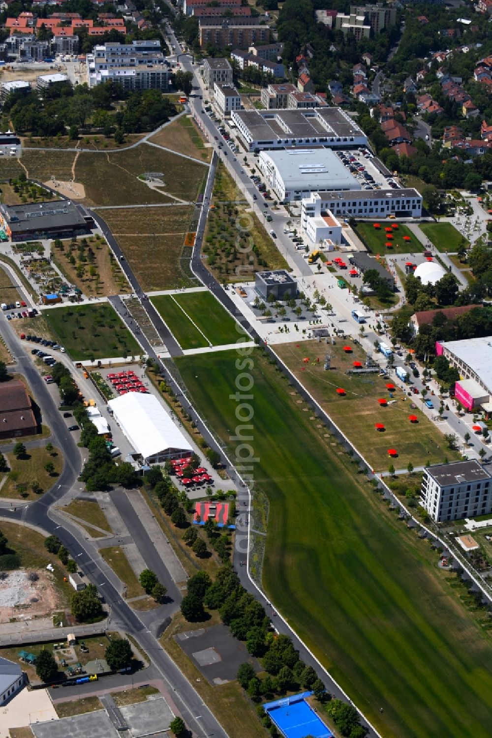 Würzburg from above - Building complex of the former military barracks Leighton-Barracks in the district Frauenland in Wuerzburg in the state Bavaria, Germany