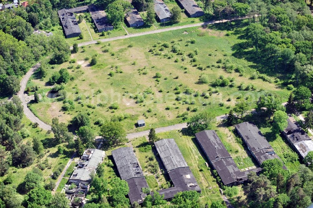 Karlshagen from the bird's eye view: Building complex of the former military barracks of the NVA LSK / LV air forces of the NVA Nationale Volksarmee GDR in Karlshagen on the island of Usedom in the state Mecklenburg-Western Pomerania, Germany