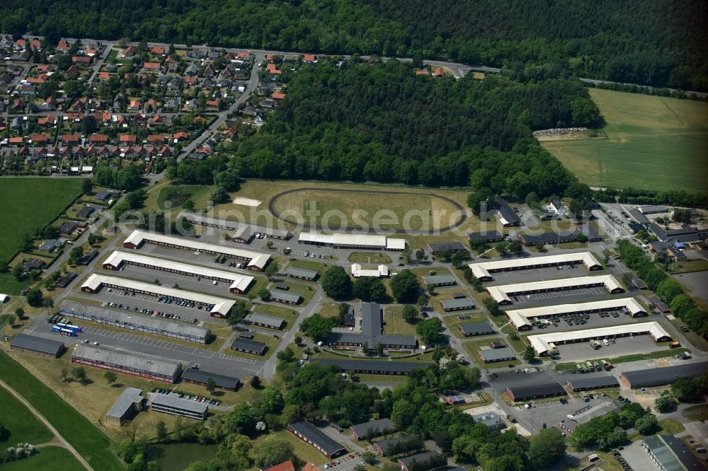 Ronne - Insel Bornholm from above - Building complex of the former military barracks in Ronne - Bornholm Island in Region Hovedstaden, Denmark