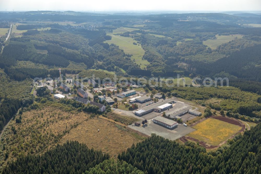 Aerial photograph Burbach - Building complex of the former military barracks Siegerlandkaserne in Burbach in the state North Rhine-Westphalia, Germany