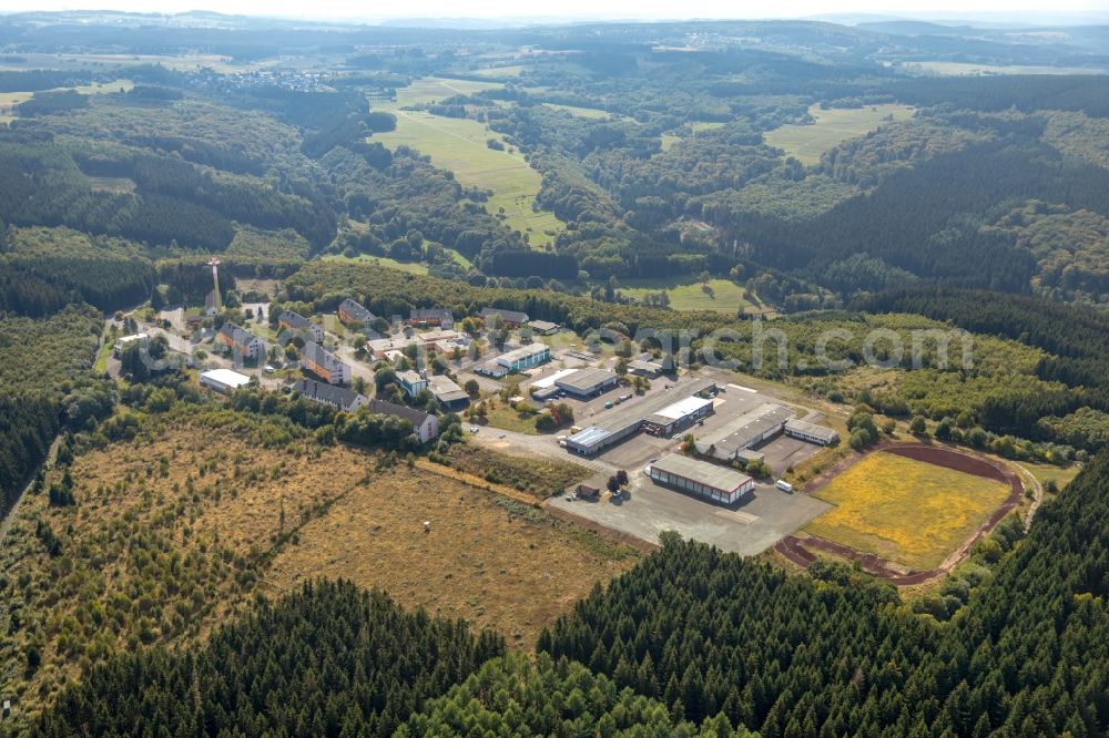 Burbach from above - Building complex of the former military barracks Siegerlandkaserne in Burbach in the state North Rhine-Westphalia, Germany