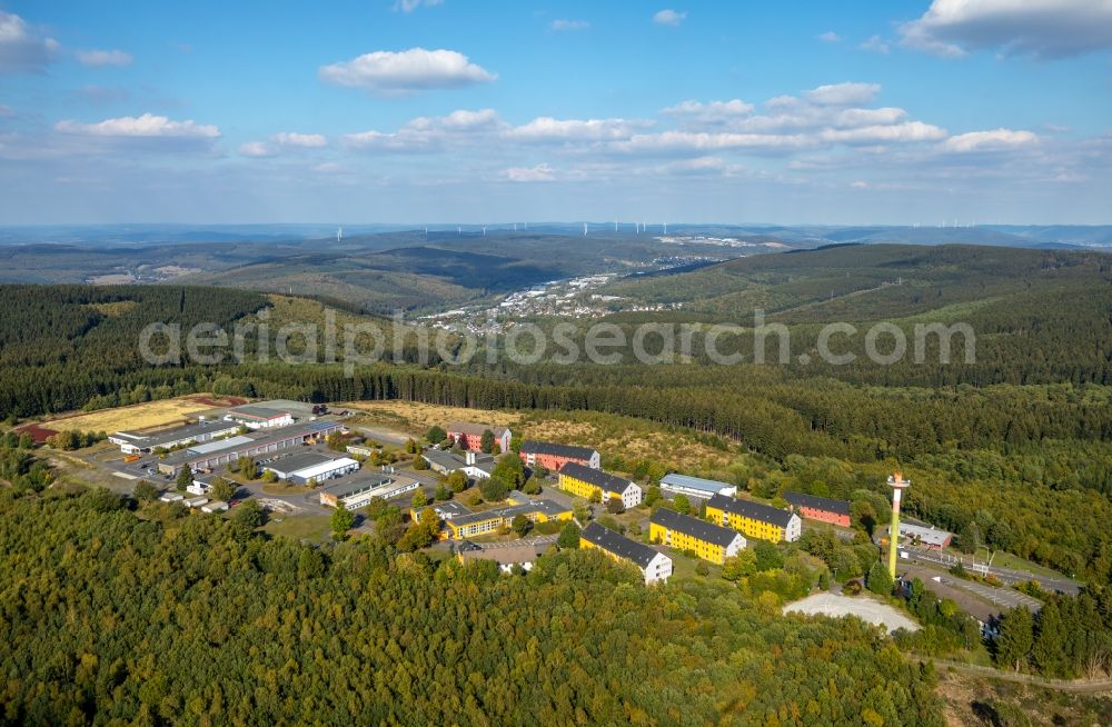 Burbach from the bird's eye view: Building complex of the former military barracks Siegerlandkaserne in Burbach in the state North Rhine-Westphalia, Germany