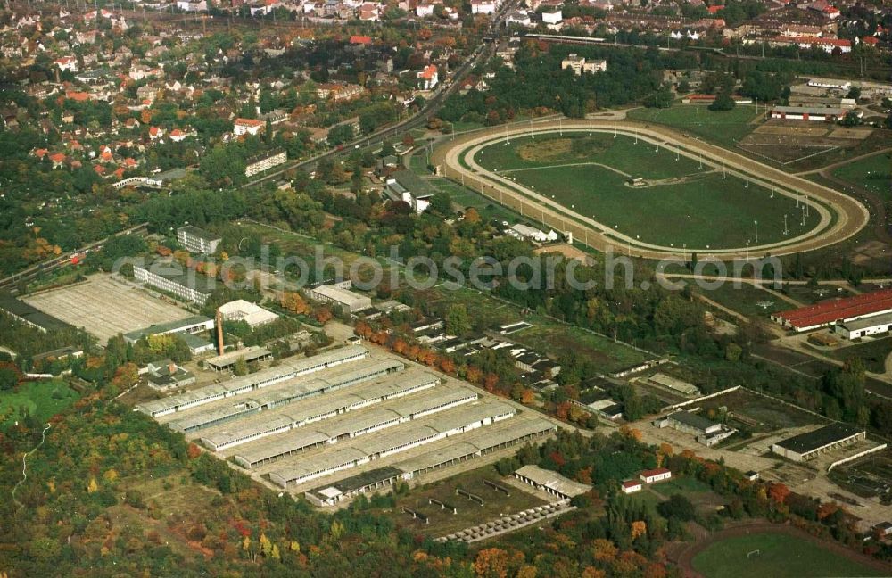 Aerial photograph Berlin - Building complex of the former military barracks of of the Soviet-Russian allied forces after their departure on street Treskowallee in the district Karlshorst in Berlin, Germany