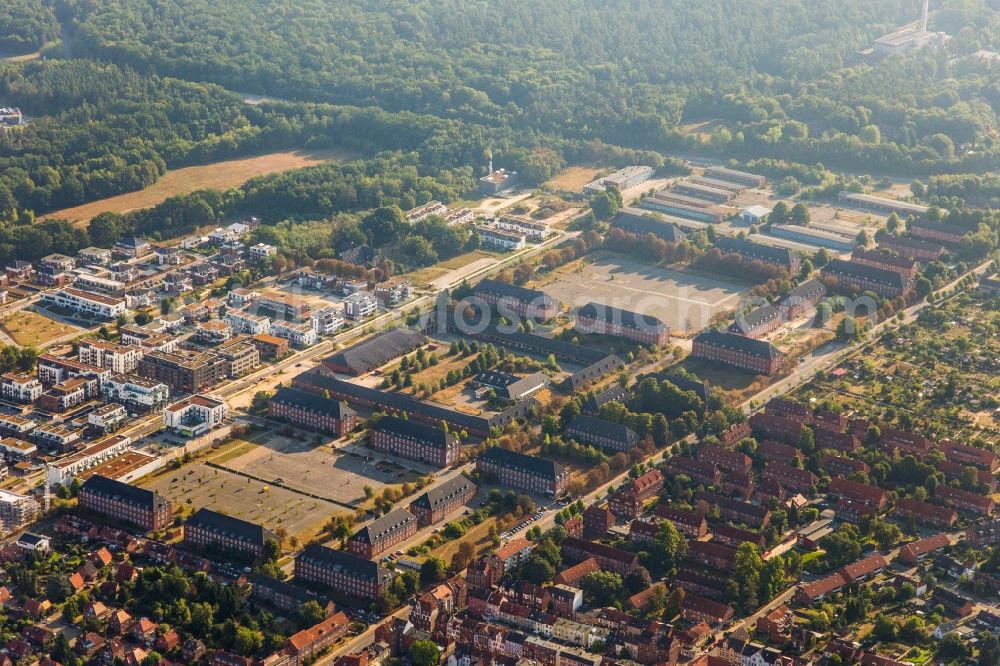 Aerial photograph Lüneburg - Building complex of the former military barracks in Lueneburg in the state Lower Saxony, Germany