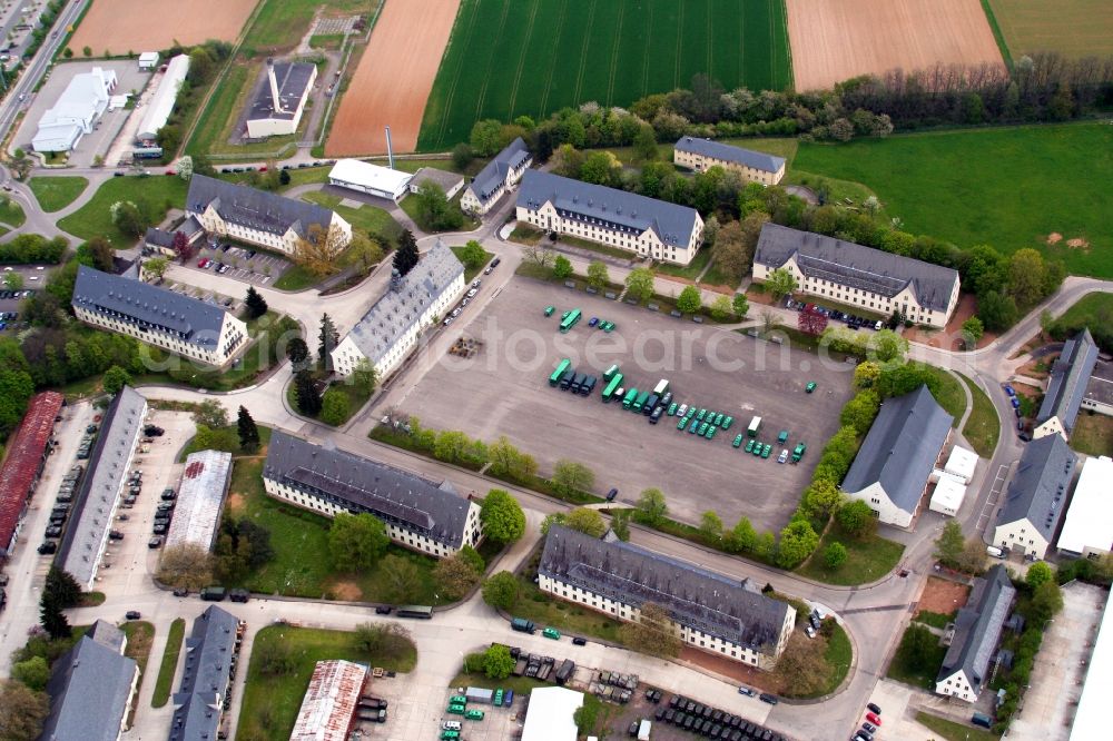 Aerial image Bad Bergzabern - Building complex of the former customs barracks now state police department in Bad Bergzabern in the state Rhineland-Palatinate