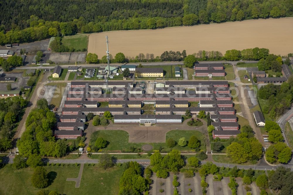 Mönchengladbach from the bird's eye view: Building complex on the former barracks of the British Army of the Rhine - JHQ site in Rheindahlen as the venue of the Rock am Ring in Mönchengladbach in North Rhine-Westphalia