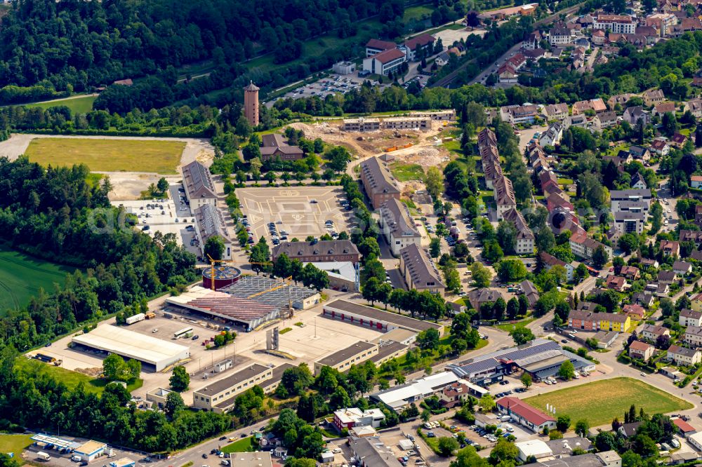 Aerial photograph Horb am Neckar - Building complex of the German army - Bundeswehr military barracks in Horb am Neckar in the state Baden-Wuerttemberg, Germany