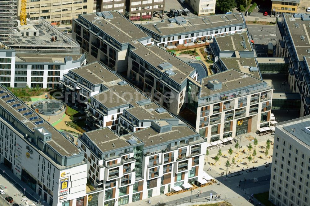 Stuttgart from the bird's eye view: Building complex of the shopping mall Milaneo in Stuttgart in the state of Baden-Wuerttemberg. The complex includes the Aloft Stuttgart Hotel