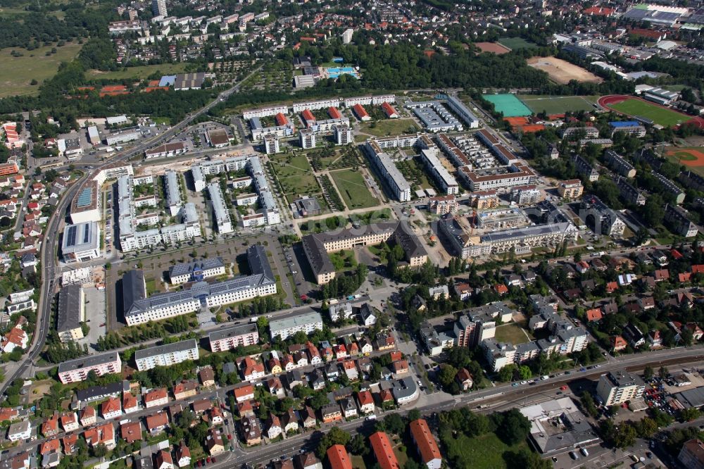 Mainz from above - Building complex of the US military barracks in ememaligen Mainz in Rhineland-Palatinate