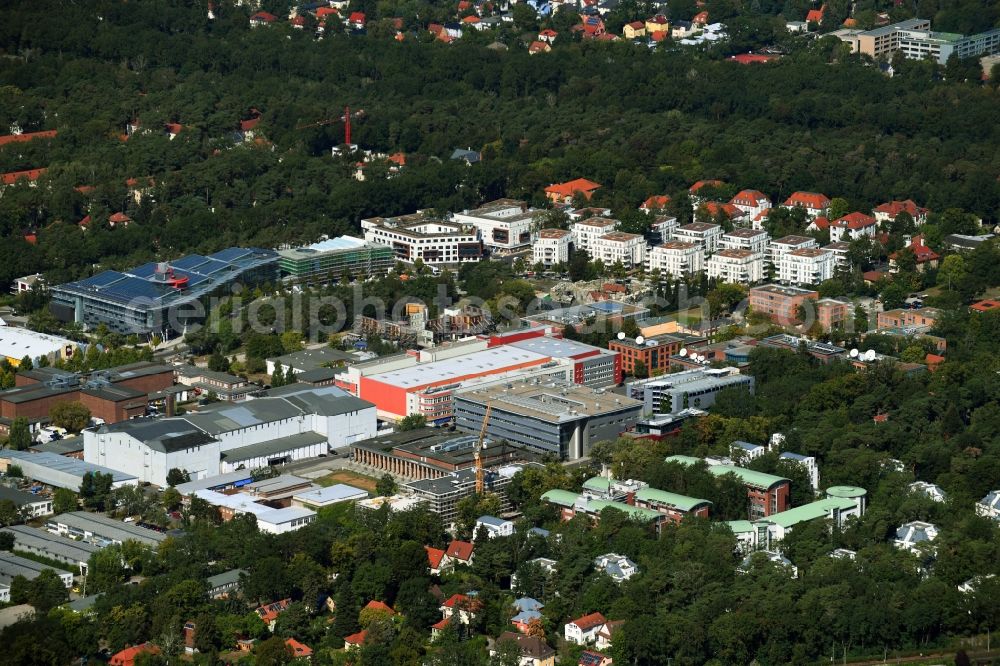 Potsdam from above - Buildings broadcasting center Filmpark Babelsberg August-Bebel-Strasse in the district Babelsberg in Potsdam in the state Brandenburg