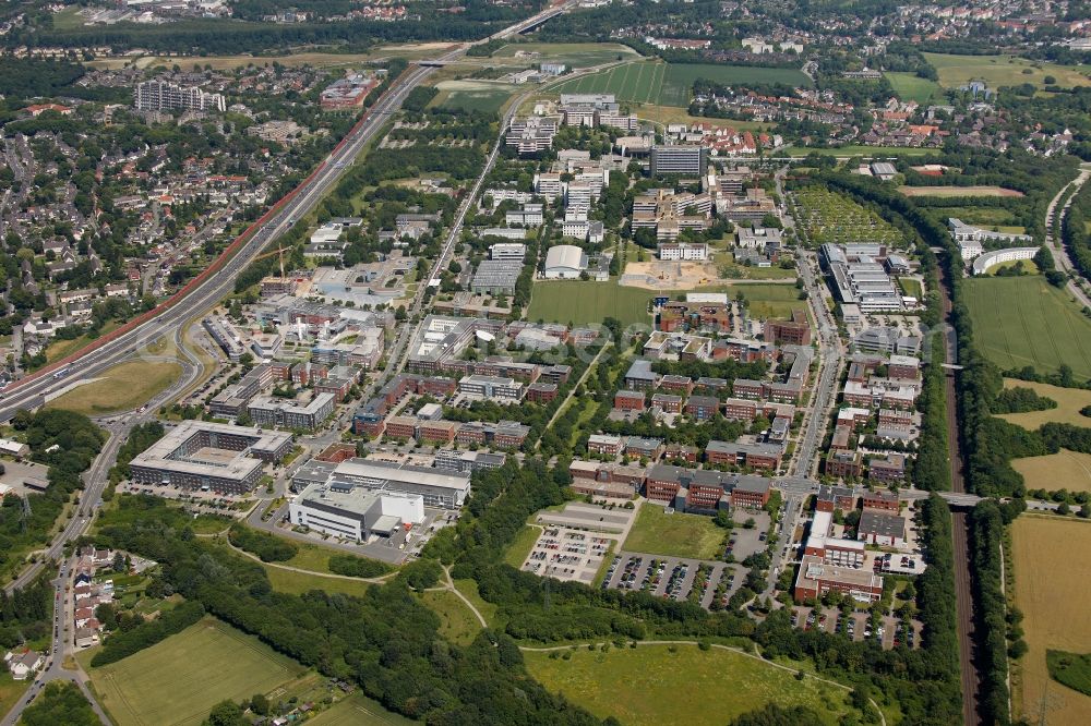 Dortmund from the bird's eye view: Architectural complex of the Frauenhofer - Institut Technologiezentrum on the Otto-Hahn-Strasse and Martin-Schmeisser-Weg in Dortmund in North Rhine-Westphalia