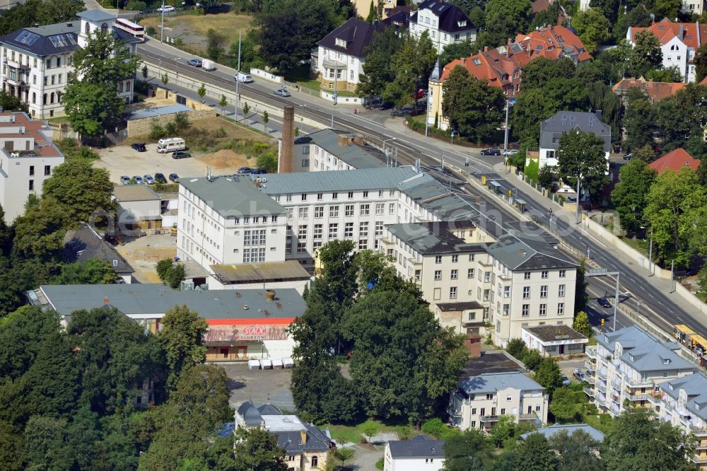 Dresden from above - Building complex of the memorial Bautzen street in Dresden in Saxony. The site of the former district administration Dresden of the Ministry for State Security later the Office for National Security ( MfS / AfNS) of the GDR is now a research and memorial