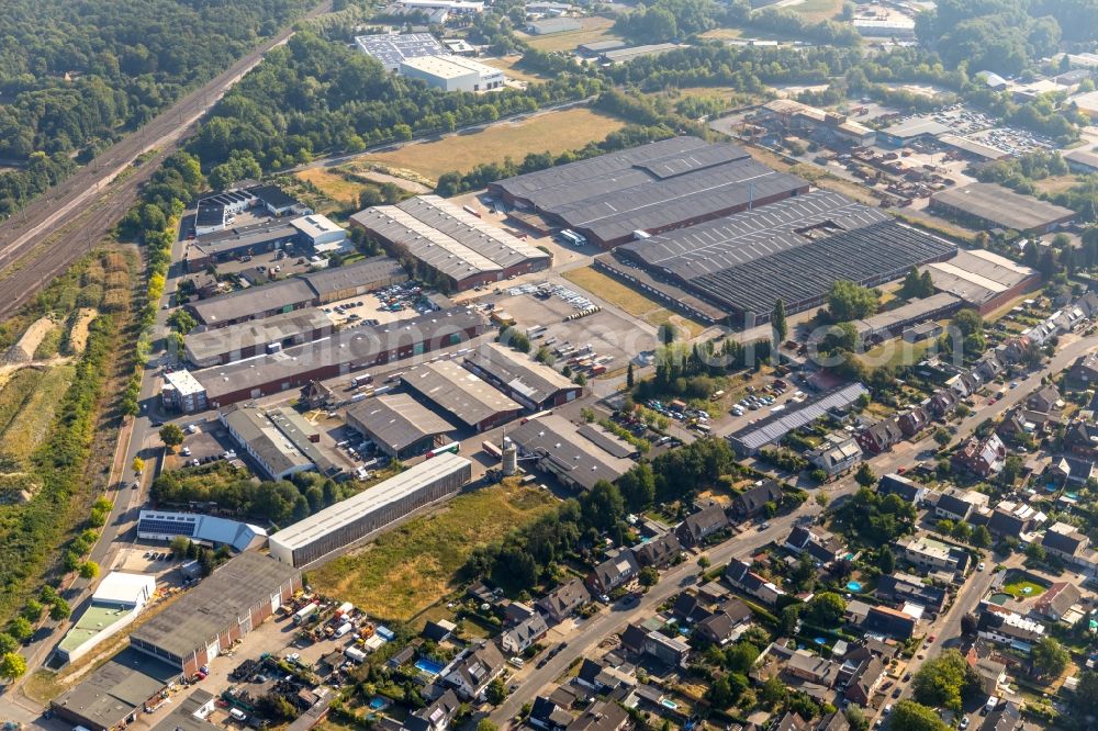 Ahlen from the bird's eye view: Building complex and grounds of the logistics center on Voltastrasse in Ahlen in the state North Rhine-Westphalia, Germany