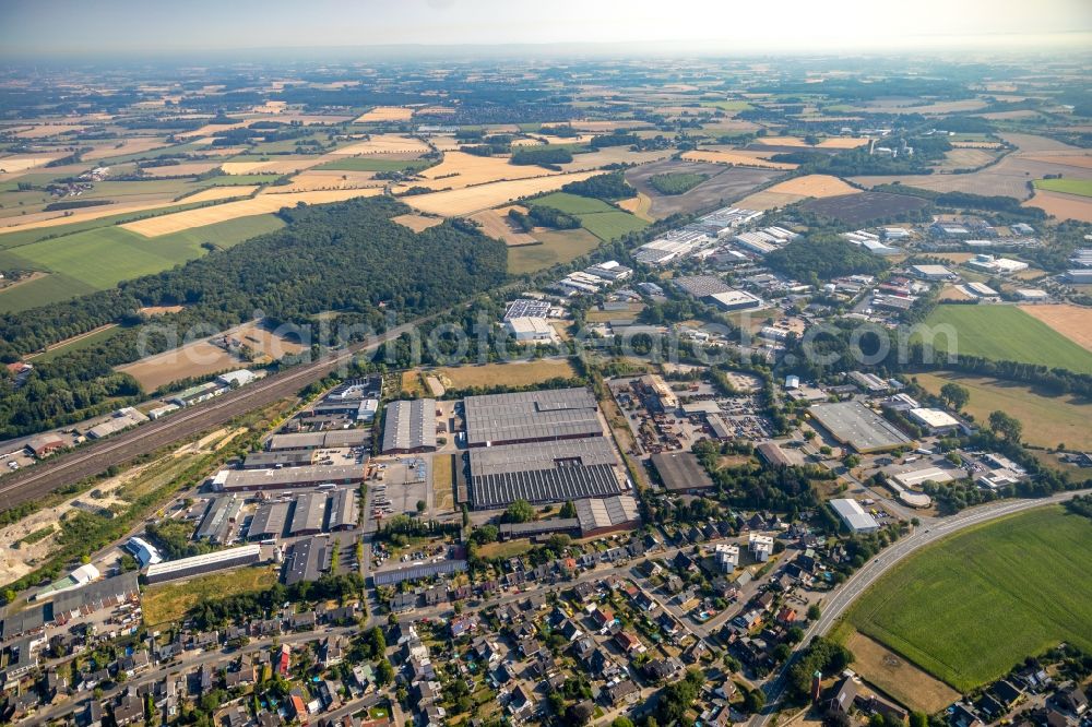 Ahlen from above - Building complex and grounds of the logistics center on Voltastrasse in Ahlen in the state North Rhine-Westphalia, Germany