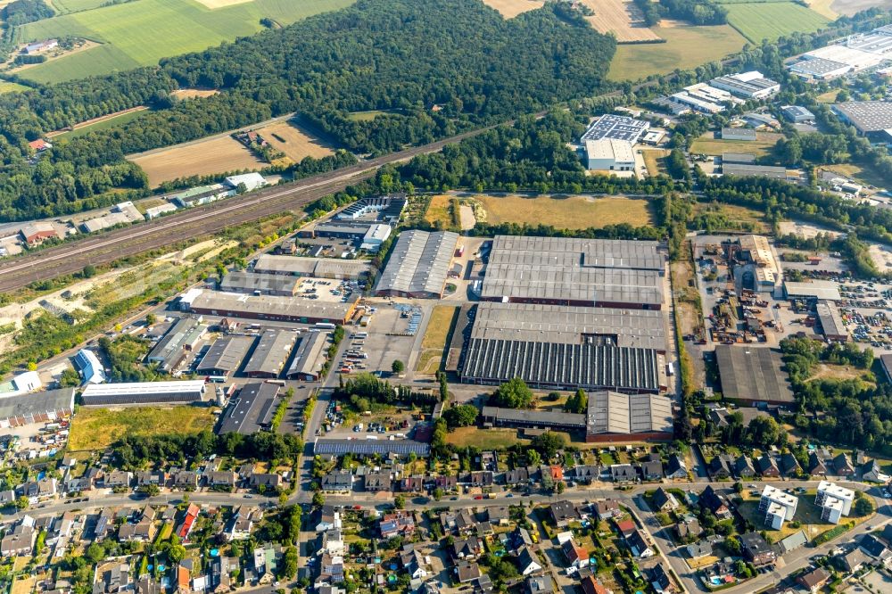 Aerial image Ahlen - Building complex and grounds of the logistics center on Voltastrasse in Ahlen in the state North Rhine-Westphalia, Germany