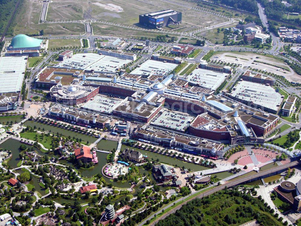 Aerial image Oberhausen - Building complex of the shopping mall Centro in Oberhausen at Ruhrgebiet in the state of North Rhine-Westphalia. The mall is the heart of the Neue Mitte part of the city and is located on Osterfelder Strasse